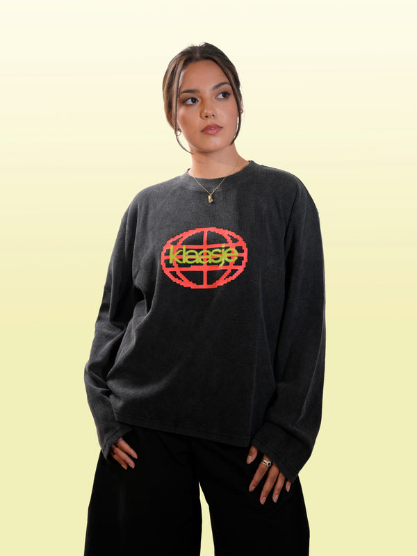 Klaasje World Longsleeve Zwart Oranje
