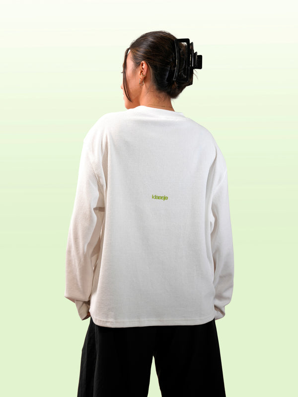 Klaasje World Longsleeve Wit Lime