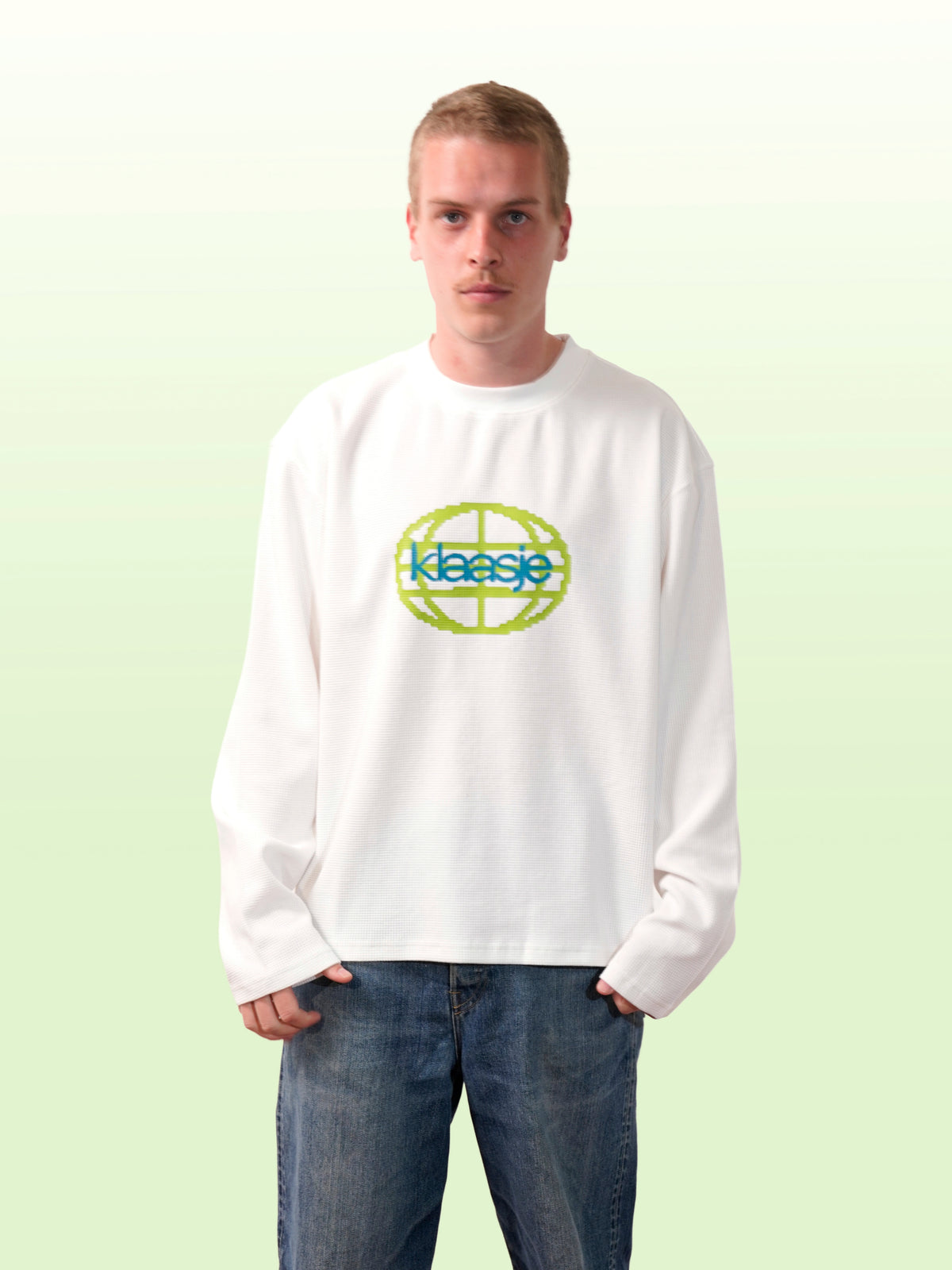 Klaasje World Longsleeve Wit Lime