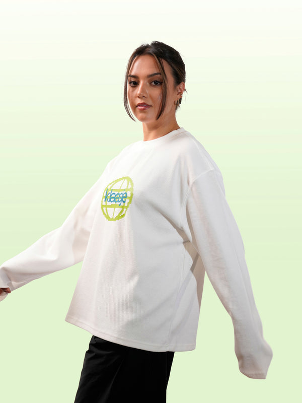 Klaasje World Longsleeve Wit Lime