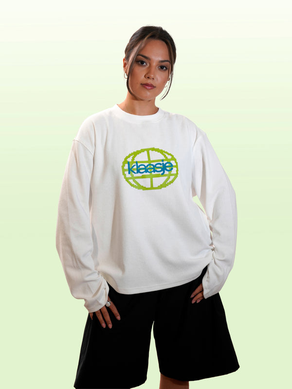 Klaasje World Longsleeve Wit Lime